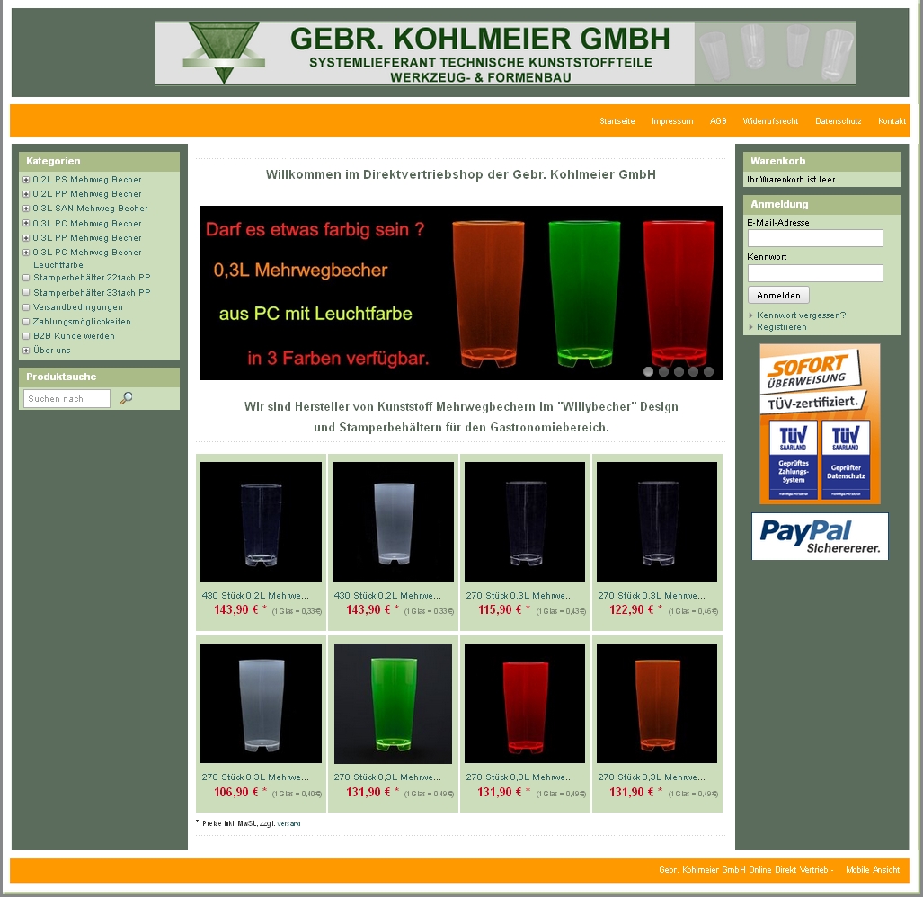 Startseite von www.Kohlmeier-Shop.de